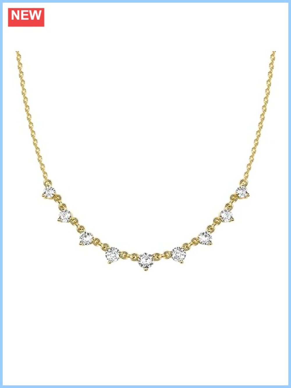 PAVOI 14K Gold Plated Station CZ Chain Layering Necklace 17"
